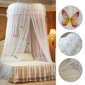 (White)Breathable Round Canopy Lace Princess Style Mosquito Net Bed Curtain - Picture 1 of 9