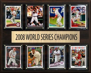 Placa Serie Mundial 2008 Philadelphia Phillies 8 cartas Topps Bowman Rollins Utle - Imagen 1 de 4