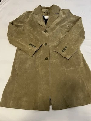 Abrigo largo de seda forrado con flores y gamuza salvia Soft Surroundings para mujer talla lL Foto 1 de 4