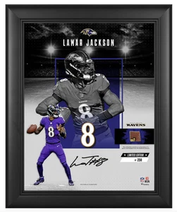 Lamar Jackson Ravens Unsigned 11" x 14" Framed 'Impact Collage' Photo LE 250 - Picture 1 of 1