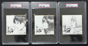 PSA 10 & 9 Attack on Titan Eren Mikasa Armin mini arte carta colorata firmata 2024 - Foto 1 di 4