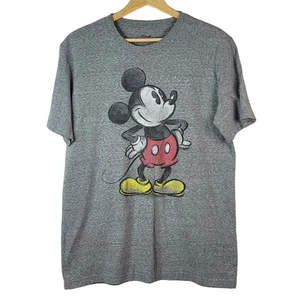 Disney Sketch Mickey Mouse T Shirt Gray Large Artwork Chalk Drawn Short Sleeve - Picture 1 of 6