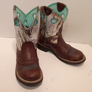 Botas occidentales ARIAT Fatbaby 10009503 para mujer 7B de cuero marrón con parte superior camuflada - Imagen 1 de 13