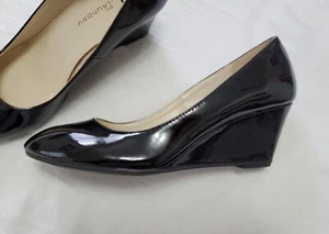 CL By Laundry Shiny Black Wedge Heel Pumps VGC - Picture 1 of 5