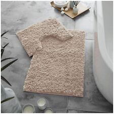2pc Blush Pink Bath Mat Ultra Soft Zero Twist Bathroom Rug Non Slip Pedestal Set