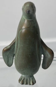 Vintage Bronze Metal Penguin Figurine Statuette Green Patina - Picture 1 of 7