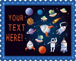 Cartoon Space Elements - Edible Cake Topper or Cupcake Topper - Picture 1 of 14