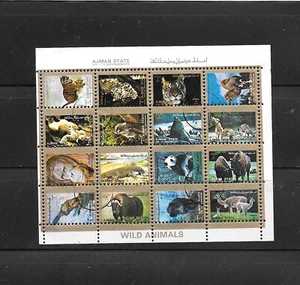 AJMAN 1973 WILDE TIERE KOMPLETTER BLATT CTO GEBRAUCHT ALTE BRIEFMARKE INKL. TIGER - Bild 1 von 1