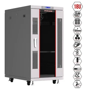 SYSRACKS 18U 35" Deep GRAY Server Lockable Network Data Rack Cabinet Enclosure  - Picture 1 of 12