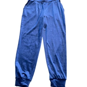 NWT Magaschoni Blue Crushed Velvet Joggers Size Small Petite - Picture 1 of 4