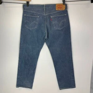 Levi's 501 Blue Medium Wash Cotton Straight Fit Denim Jeans Mens 38X34 Act 37X30 - Picture 1 of 11