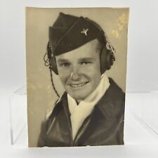 Found Military Photo WWII Airman Radio in Uniform 5x7 World War Portrait Soldier
