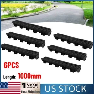 6X DRAINAGE WATER CHANNEL BLACK DRIVEWAY PROOF ACCESSORY END CAP - Imagen 1 de 13