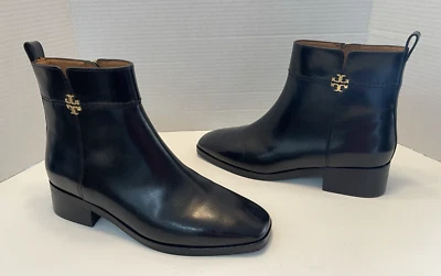 NWOT TORY BURCH EVERLY LEATHER ANKLE BOOTIES BOOT BOOTS BLACK SIZE 10 - Image 1 of 4