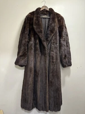 Vintage Pierre Balmain MINK Fur Coat Dark Brown Women's Size 18 52" Length - Image 1 of 4
