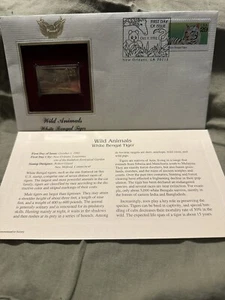 USPS Stamp Wild Animals White Bengal Tiger First Day of Issue Gold Replica Stamp - Picture 1 of 17