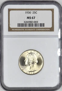 1936 Silver Washington Quarter 25C NGC MS 67  - Picture 1 of 2