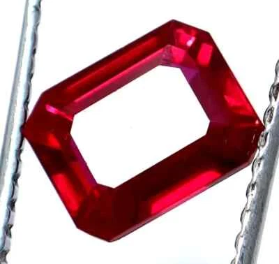 6.25 Ct Natural Red Ruby Emerald Cut Certified Rare Loose Gemstone With Gift - Image 1 of 4