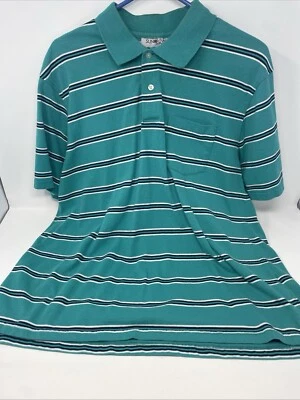Sun River Shirt Mens Large Green Stripe Polo Short Sleeve Pocket - Image 1 of 4