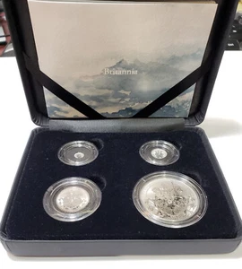 Juego de prueba de plata esmerilada inversa fraccional de cuatro monedas Britannia del Reino Unido 2023 - Imagen 1 de 5