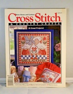Cross Stitch Country Crafts Magazine Jan Feb 1993 Puppets Valentines Barns Lace - Picture 1 of 2