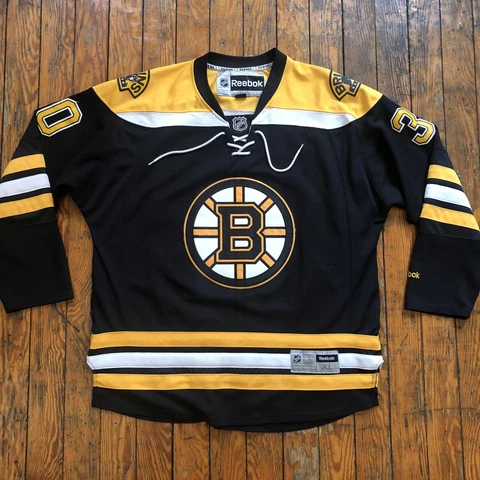 Boston Bruins Tim Thomas #30 Reebok Mens XL Hockey Jersey NHL Black Cover