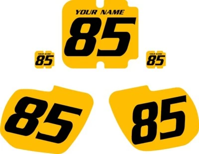 1987 Kawasaki KX250 Pre-Printed Yellow Backgrounds with Black Numbers - Image 1 of 4