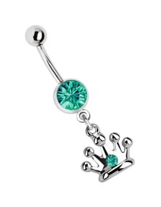 Piercing Ombelico Gioielli Banana con Zirconia Cristallo Sfera E Corona Pendente - Foto 1 di 5