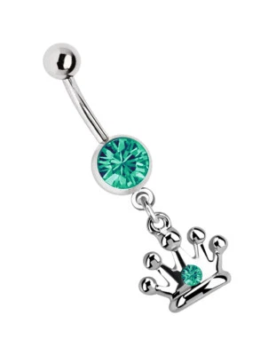 Piercing Ombelico Gioielli Banana con Zirconia Cristallo Sfera E Corona Pendente - Immagine 1 di 2