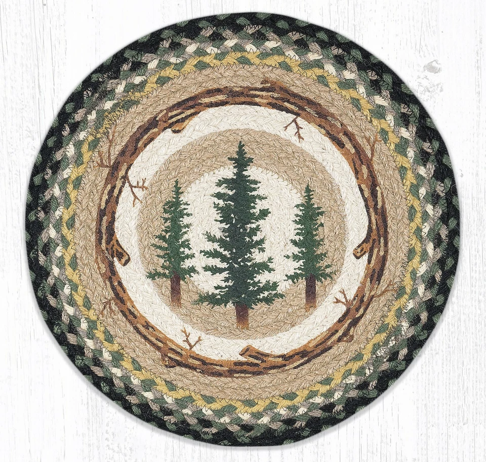 2 placemat/trivet/relógio trançado redondo estampado de juta. Tapetes de terra. MADEIRAS ALTAS - Imagem 1 de 1