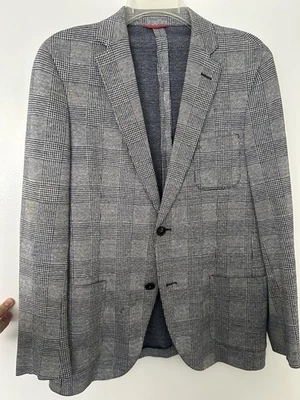 Мужской блейзер Carolina Herrera Houndstooth из льна темно-синий 46r маленький синий - Изображение 1 из 4