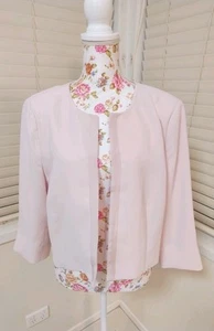Jacqui E Womens Blazer Jacket Size 16 Light Pink Stretch Open Office Work 60's - Picture 1 of 7