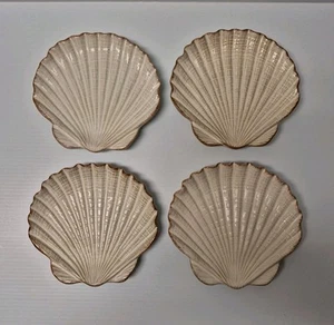 Cracker Barrel SCALLOP SHELL Appetizer Dessert Plate Set 4pc Coastal Life - Picture 1 of 8