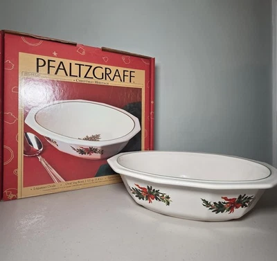 Pfaltzgraff Christmas Heritage Oval Vegetable Bowl 1.5 Qt w/ Box (#2) - Image 1 of 4
