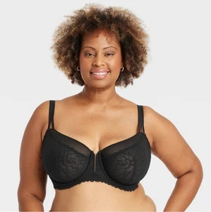 Sujetador con aros Auden para mujer talla 44D de encaje negro sin forro cómodo alambre - Imagen 1 de 8
