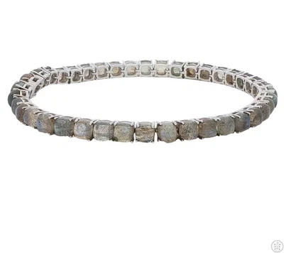 Sterling Silver Tennis Bracelet 8.25 Inch with 27 ctw Natural Labradorite - Image 1 of 3