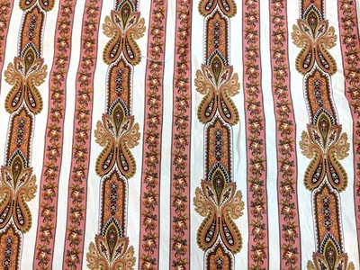 4 Yards Pink Brown Jo Morton Andover Quilting Striped Floral Paisley 144x42 - Image 1 of 4