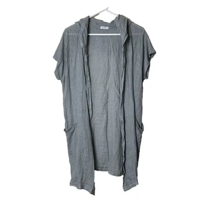Gilet felpa con cappuccio Suzy D londra grigio misto lino M Italia lagenlook art to wear - Foto 1 di 10