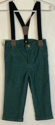Pantalones Just One You Baby Boy 12M con Tirantes Verde Pana Tortuga Botones Usados en Excelente Condición Foto 1 de 4