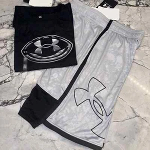 Under Armour Boys Youth Medium (10/12) Outfit Set Gray Black Football - Picture 1 of 1