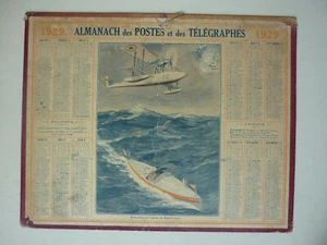CALENDRIER / ALMANACH DES POSTES / 1929 / HYDRAVION ET .... 26,5 x 21 - Imagen 1 de 2