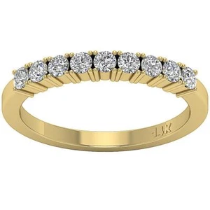 Stackable Anniversary Ring 14K Yellow Gold VVS F 0.60 Ct Lab Grown Round Diamond - Picture 1 of 6