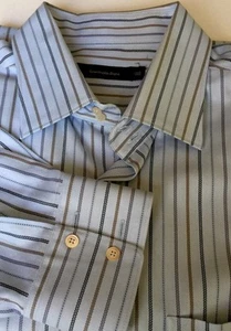 Ermenegildo Zegna Striped 100% Cotton Comfort Fit Dress Shirt Sz 1X O-1 - Picture 1 of 5