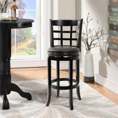 Boraam Wood Kyoto Bar Height Swivel Stool in Black Finish - Image 1 of 4