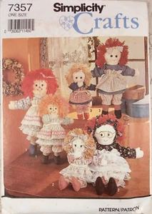 Simplicity 7357 Stoffpuppe & Kleidung 10" & 15" Vintage 90er Handwerk Schnittmuster UNGESCHNITTEN - Bild 1 von 4