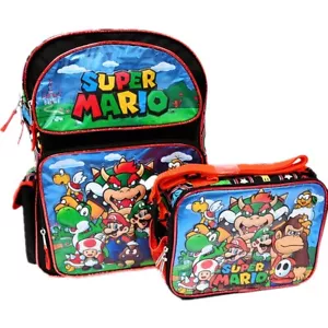 Nintendo Super Mario 16" Large School Backpack with Lunch Bag, Mario Book Bag - Picture 1 of 8