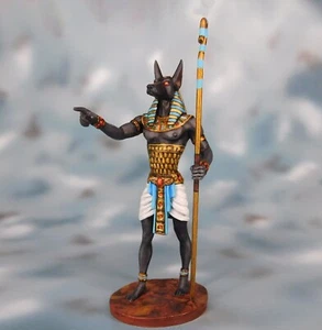 Hand Painted Egyptian god Anubis Figurines Miniatures Tin 75mm 1/24 - Picture 1 of 6