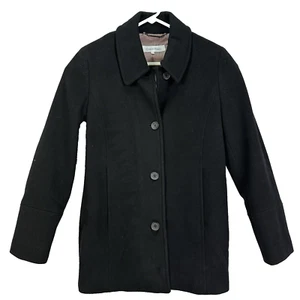 Calvin Klein Women's Wool Blend Coat Black Size 6 Button up Peacoat Cashmere EUC - Picture 1 of 12