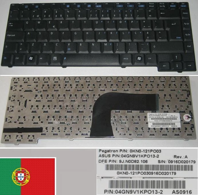 Keyboard qwerty Po Portuguese ASUS A3V 9J.N0D82.106 04GN9V1KPO13-2 0KN0-121PO03 - Image 1 of 1