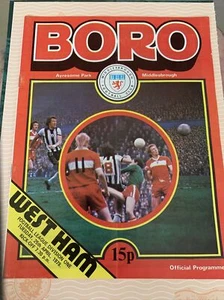 1978 Middlesbrough V West Ham United English Soccer/football Programme - Picture 1 of 3